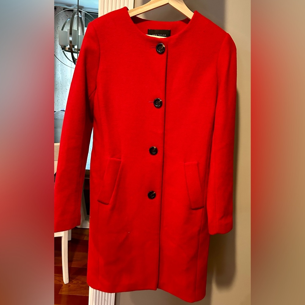 Ann Taylor Jewel Neck Peacoat Wool Blend - Small